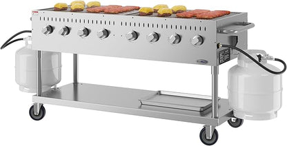 60 in. Commercial Mobile Outdoor Propane Gas Grill, ETL Listed in Stainless-Steel (KM-CGM-60)