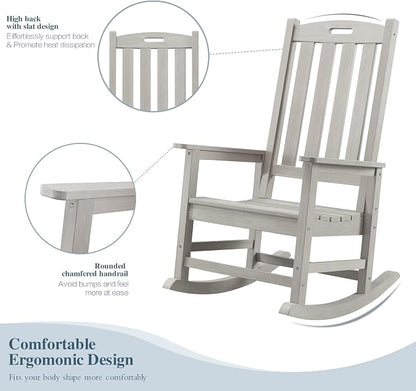 Outdoor Rocking Chairs Set of 2, Oversized Porch Rocker | Weather Resistant - Image 4
