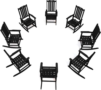 THOEOE Outdoor Rocking Chairs Set of 8, Oversized Patio Rocking Chair | HDPE by THOEOE