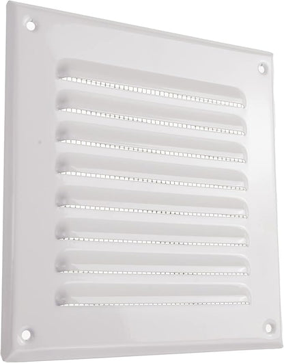 Vent Systems - 5 x 5 Inch (Inner) Pack of 5 White Metal Square Soffit Air Vent Grille Cover, Register Vent Deflector Louver Built-in Mesh HVAC for Bathroom Home Office Kitchen 6.5" x 6.5" (Outer)