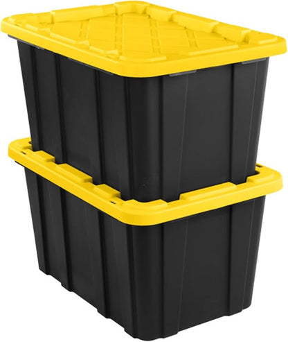 Sterilite 24-Pack Industrial Tote, Plastic Storage Container Bins with Lids, 27 Gallon - Heavy-Duty Organizing Containers for Closet, Bathroom, and Office