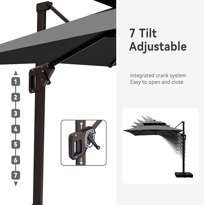 9' X 12' Cantilever Patio Umbrella Double Top Outdoor Umbrellas | Heavy Duty - Image 4