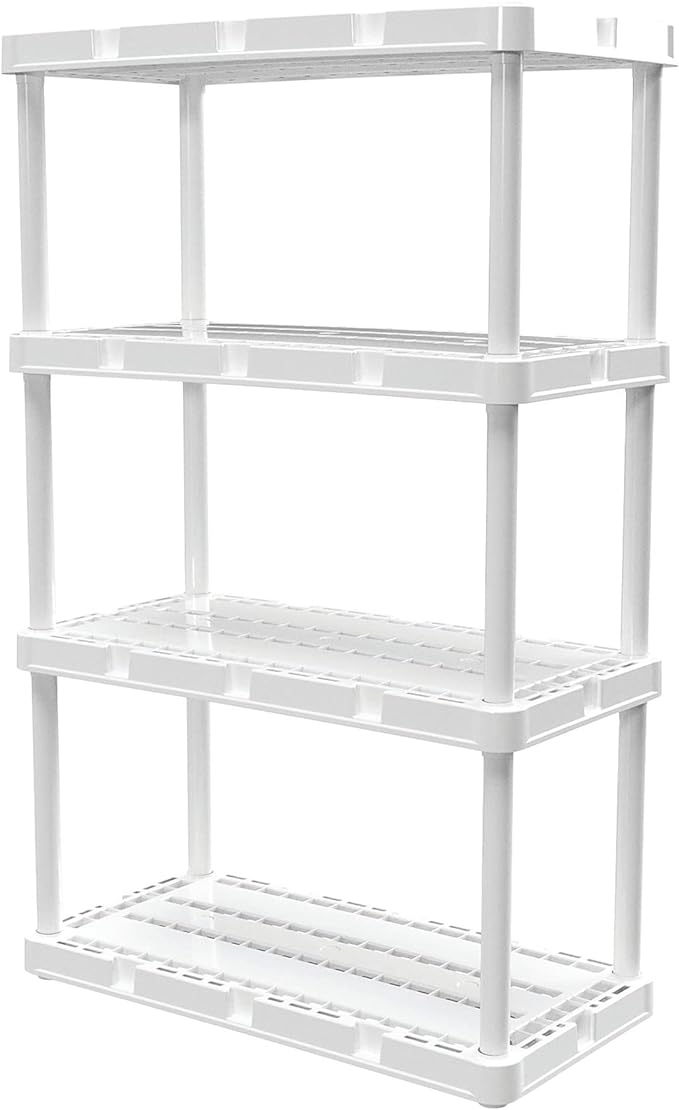 Gracious Living 4-Shelf Unit, Plastic Storage Shelves and Rack, Knect-A-Shelf by GraciousLiving