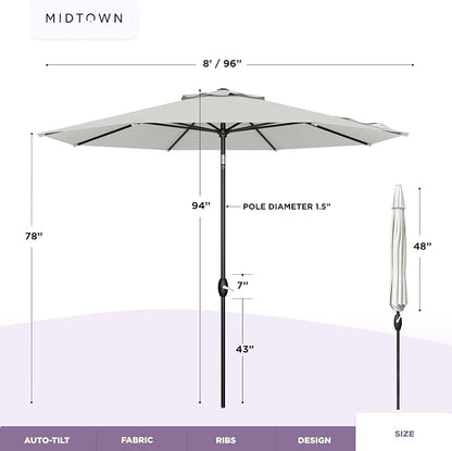 Midtown Umbrellas 10-Year-No-Fade - 8 Ft - UV Proof Off White Polyester Fabric - Image 6
