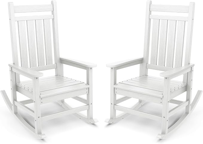 SERWALL Outdoor Rocking Chair Set of 2, Adult HDPE Rocking Chair, Oversized by SERWALL