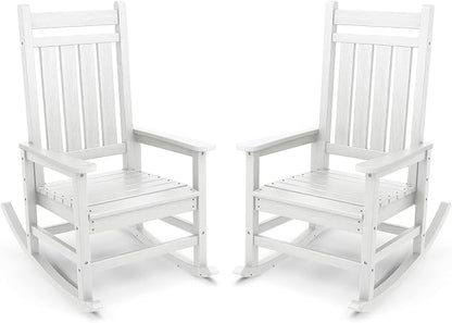 SERWALL Outdoor Rocking Chair Set of 2, Adult HDPE Rocking Chair, Oversized by SERWALL