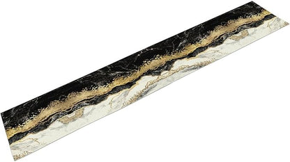 Marble Table Runner, Ink Golden Marble Texture Table Runner for Kitchen Wedding Farmhouse Indoor Outdoor Home Party 13x70in
