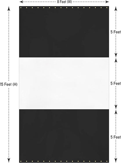 Covers & all Outdoor Clear Panel Curtain, 12 oz Vinyl Outdor Curtains for Patio, Waterproof & Weather Resistant Tarp with Brass Grommets for Pergola, Porch, Gazebos, Balcony (15' H X 8' W feet, Black)