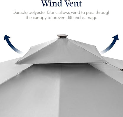 Best Choice Products 9x12ft LED Cantilever Patio Umbrella w/Base Included & - Image 7