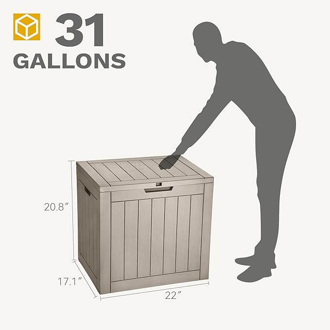 DWVO 30 Gallon Outdoor Storage Box, Weatherproof Lockable Resin Deck Box - Image 6