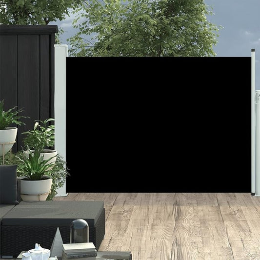 YAFF Patio Retractable Outdoor Folding Privacy Divider, Water & UV Resistant Sun Shade Privacy Wind Screen for Garden, Backyard, Balcony, Terrace 39.4"x196.9" Black