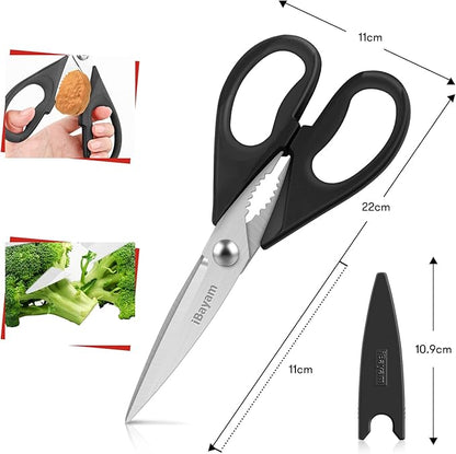 Kitchen Christmas Gifts Set, iBayam All Purpose Kitchen Scissors with Protective Sheath, Housewarming Gifts for New Home, Wedding Gifts for Couples 2025, Bridal Shower Gifts, Birthday Gifts for Women