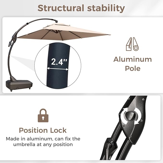 Grand patio 10x10 FT Large Cantilever Square Umbrella - Image 7