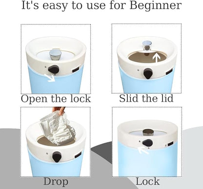 Diaper Pail, Baby Diaper Trash Can with Childproof Lock, Stainless Steel Garbage Pail with lid, Soft Close, Removal Inner Liner, Odor Control, 15 Liter/ 4 Gallon Diaper Disposal Bin, Blue