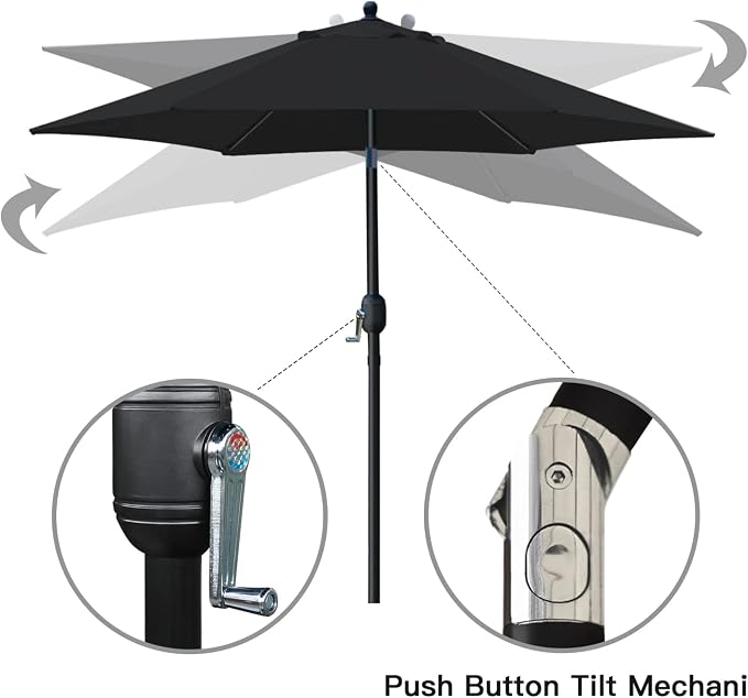 Sunnyglade 7.5' Patio Umbrella Outdoor Table Umbrella Tilt Crank Black | Market - Image 2