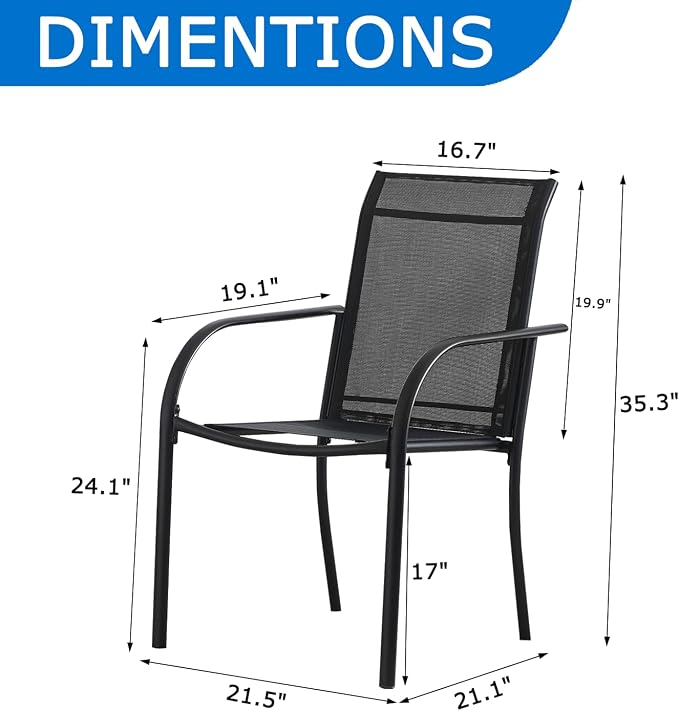 Outdoor Dining Chairs Set of 4, Stackable Patio Chair - Image 2