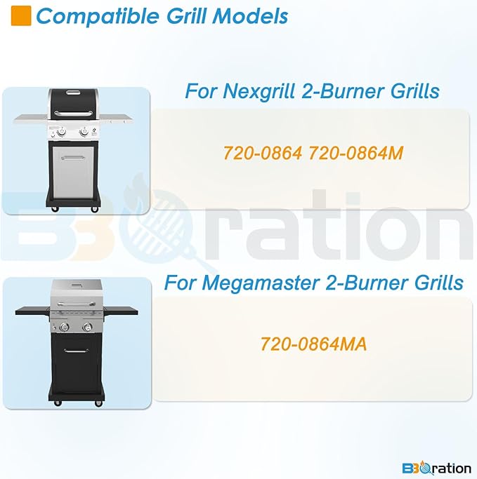 Replacement Parts Kit for Nexgrill 2-Burner 720-0864 720-0864M, Replacement Parts Kit for Megamaster 720-0864MA Grill Grate Kit for Nexgrill Replacement Parts