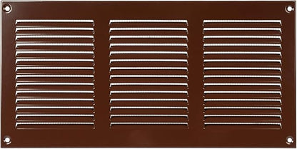 Repa Market 12x6 Inch Air Vent Cover/Brown Galvanized Steel Louvered Grill Cover with Mesh Screen/Wall or Ceiling Vent/Durable Flush Mount HVAC Register for Indoor and Outdoor Ventilation