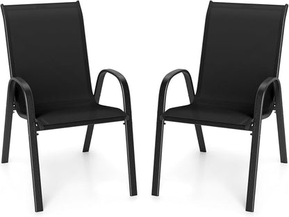 Giantex Patio Chairs Set of 2, Stackable Outdoor Dining Chairs by Giantex