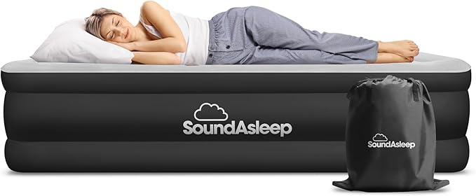 SoundAsleep Products Dream Series Luxury Air Mattress, ComfortCoil Technology, Built-in High Capacity Pump for Home Camping- Double Height, Adjustable, Inflatable Blow Up (California King XL)