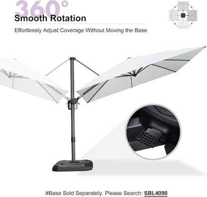 PURPLE LEAF Patio Outdoor Umbrella 9' x 9' Square All-Weather White | Large - Image 8