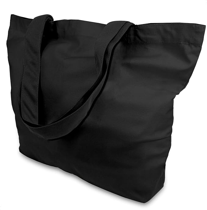 TOPDesign 3-Pack Super Strong Large 12oz Cotton Canvas Tote Bags, Reusable Grocery Shopping Cloth Bags, Fashionable Two-Tone Totes for Crafts, DIY Your Creative Designs