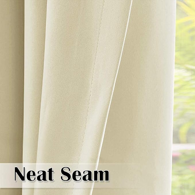 Outdoor Waterproof Curtains W70 x L84 Inch Natural Beige, 1 Panel | Grommet - Image 7