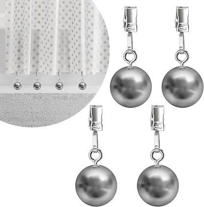 4 Pack Shower Curtain Weights, Prevent Curtain Liner from Blowing Around, Stainless Steel Shower Liner Weights Clip Down Curtain, Garden Flags Tablecloth