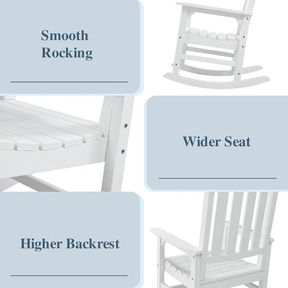 Outdoor Rocking Chairs Set of 2, Oversized Porch Rocker | Weather Resistant - Image 4