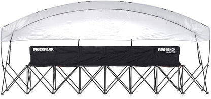 QUICKPLAY PRO Portable Folding Soccer Team Bench with Canopy Shelter | Heavy-Duty, Fast Set-Up Weatherproof Sideline Seating | 4, 6, and 9 Seat Options for Sports, Camping & Outdoor Activities
