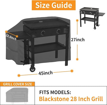 28 inch Blackstone Griddle Cover，600D Heavy Duty Waterproof Anti-UV Canvas Flat Top BBQ Cover for Blackstone 28'' Outdoor Cooking Gas Grill Griddle Station,