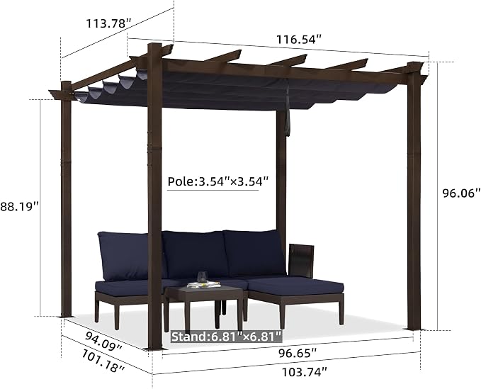 PURPLE LEAF Pergola 10' X 10' Metal Sun Shade and Bronze Shelter, All-aluminum - Image 6