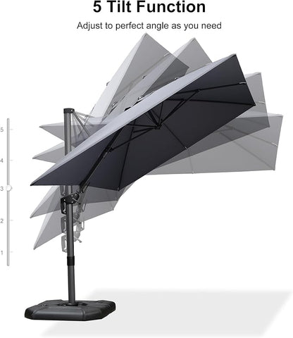 PURPLE LEAF Cantilever Umbrella Left-right Tilting 8.2' X 11.5' Light Grey | 5 - Image 8