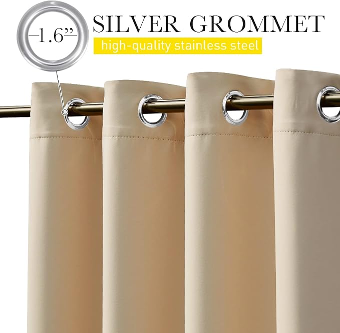NICETOWN Weighted Curtains for Patio Waterproof W66xL84 Biscotti Beige | Gazebo - Image 8