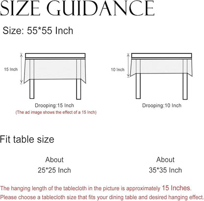 ISAENNE Designer Bohemian Floral Small Square Tablecloth,Linen Colorful Table Cloth,Wrinkle Resistant Decor Tablecloths for Dining Thanksgiving Kitchen Party Christmas,55"*55"-Estevan B