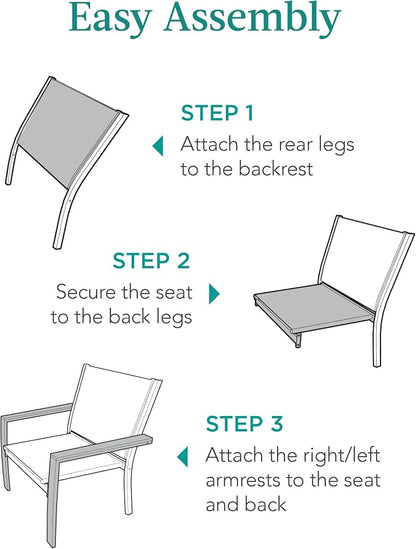 Best Choice Products Set of 2 Stackable Outdoor Textilene Chairs, All-Weather - Image 7
