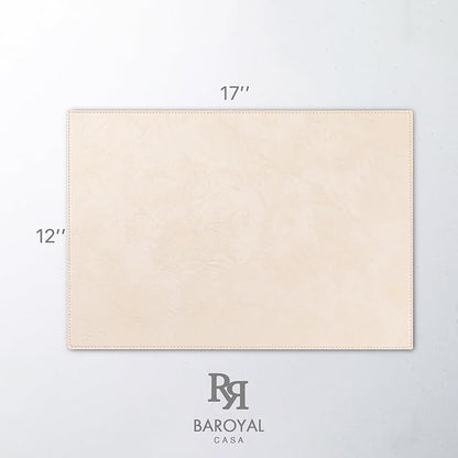 Faux Leather Placemats Set of 4 Vinyl Washable Wipeable Table Mats for Kitchen Dining Table Heat Resistant Waterproof Modern Indoor/Outdoor Placemats Non-Slip Easy Clean Place Mats (Beige)