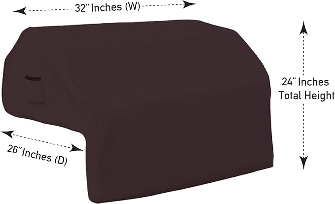 Covers & all Built-in Outdoor Grill Cover, Durable 12 Oz Waterproof Cover Max Material with Air Pocket & Elastic for Snug Fit (32" W x 26" D x 24" H inches, Coffee)