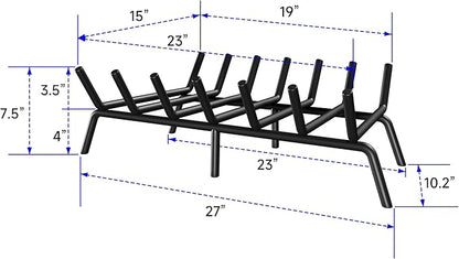 Fireplace Grate 27 Inch, Firewood Log Holder Rack, Heavy Duty Fire Wood Stove Grates for Indoor Outdoor Camping Chimney Hearth Burning Fireplace Accessories Tools