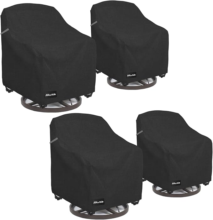 Swivel Patio Chair Cover 4 Pack,600D Waterproof Heavy Duty Outdoor Chair Cover(30 W x 34 D x 36 H inches),Patio Furniture Covers,Outdoor Furniture Covers Waterproof,Black