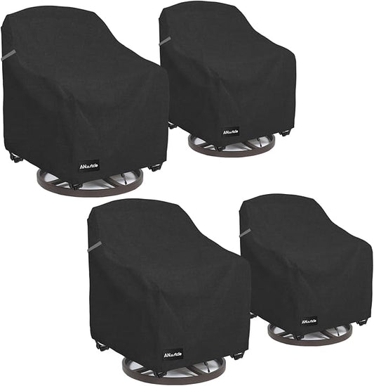 Swivel Patio Chair Cover 4 Pack,600D Waterproof Heavy Duty Outdoor Chair Cover(35 W x 37 D x 36 H inches),Patio Furniture Covers,Outdoor Furniture Covers Waterproof,Black