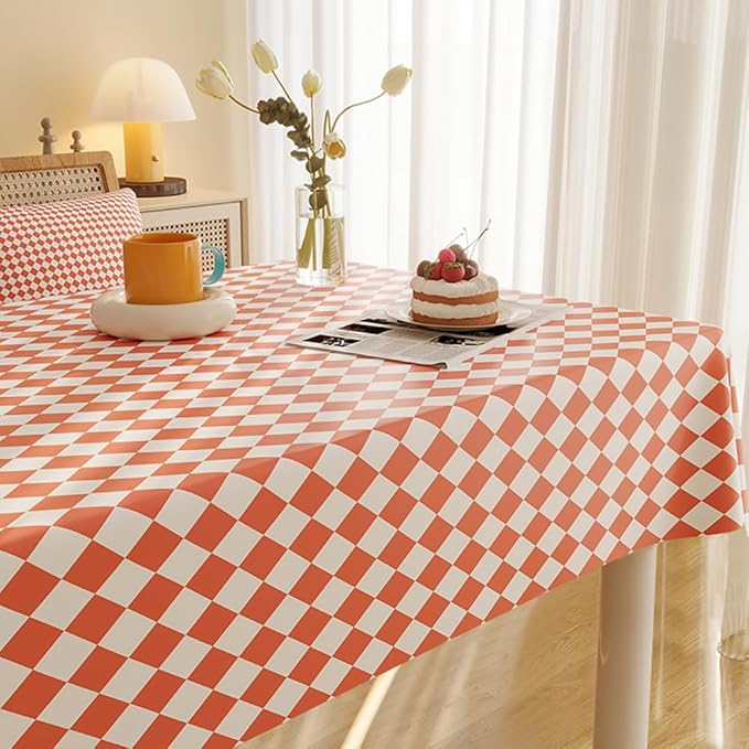 Rectangle Table Cloth,100% Waterproof Tablecloth Oil Proof Spill Proof Vinyl Table Cloth, Wipe Clean Plastic Table Cover for Dining, Camping, Indoor and Outdoor 54" x 84",