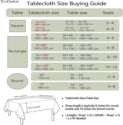 TruDelve Rectangle Cloth Tablecloths Olive Green Striped Tablecloth Boho Fabric Cotton Tablecloths Outdoor Table Cover Rectangle Tables (Green,70"x 55",Rectangular)