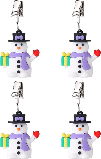TwoFish Home Set of 4 Xmas Snowman Tablecloth Weight Clamps Decoration Xmas Snowman Tablecloth Weight Clamps Pack of 4