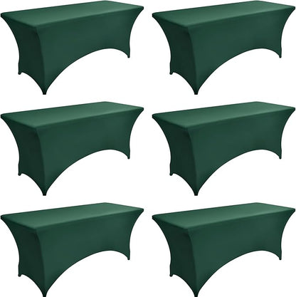 6-Pack 6ft Spandex Table Covers for Rectangle Standard Folding Tables - Wrinkle Resistant Stretch Tablecloths - Ultimate Fitted Table Protector for Parties, Trade Shows, Wedding