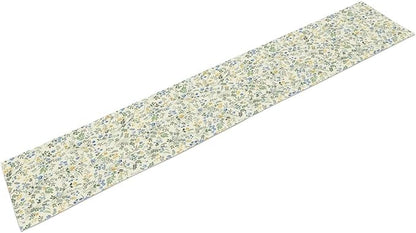 Rustic Flower Table Runner, Spring Sage Green Eucalyptus Leaves Watercolor Floral Flower Plant Leaves Print Table Cover for Dinning Holiday Home Picnic Party Decor, 13x70inch