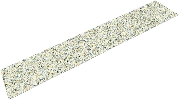 Rustic Flower Table Runner, Spring Sage Green Eucalyptus Leaves Watercolor Floral Flower Plant Leaves Print Table Cover for Dinning Holiday Home Picnic Party Decor, 13x36inch