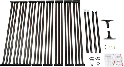 Outdoor Privacy Screens Freestanding, 47" W x 59" H Metal Slatted Decorative Screen and Panels with Stand, Brown Backyard Privacy Panels for Garden Patio