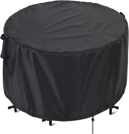 Kingling Patio Furniture Covers Waterproof, Round Patio Table Cover 48 inch Heavy Duty Outdoor Table Cover for Dining & Coffee Table Chair Set, Small Firepit Table All Weather Resistant-48''D x27''H
