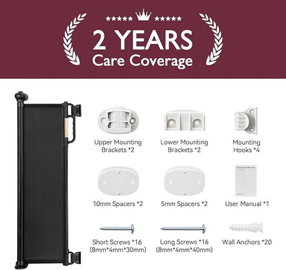 Retractable Baby Gate, Momcozy Extra Wide Mesh Baby Gates for Stairs, 33" Tall, Extends to 71" Wide, Pet Dog Gate for Doorways, Stairs, Hallways, Indoor/Outdoor
